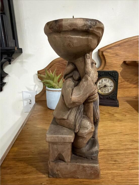 VTG Wood Gnome Candleholder HandCarved Tiroler Austria Alpine Whimsical Unique - Picture 4 of 10